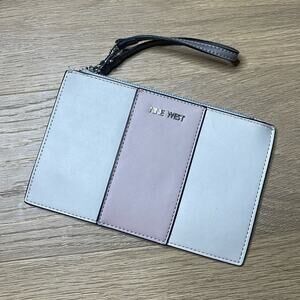 NINE WEST Pale Pink / Cream Zip Closure Wristlet